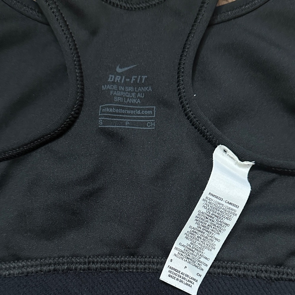Nike Women's Black Sports Bra with White Swoosh - Picture 5 of 5